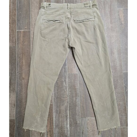 STYLISH ZARA 31x25 CROPPED KHAKI GREEN DENIM JEANS. RAW STRAIGHT LEG UNISEX - Picture 4 of 10